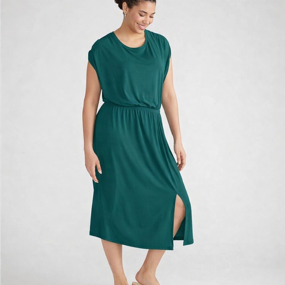 2/$30 NWT Universal Standard Havana Define Jersey Tunic Dress Emerald XS #A1311